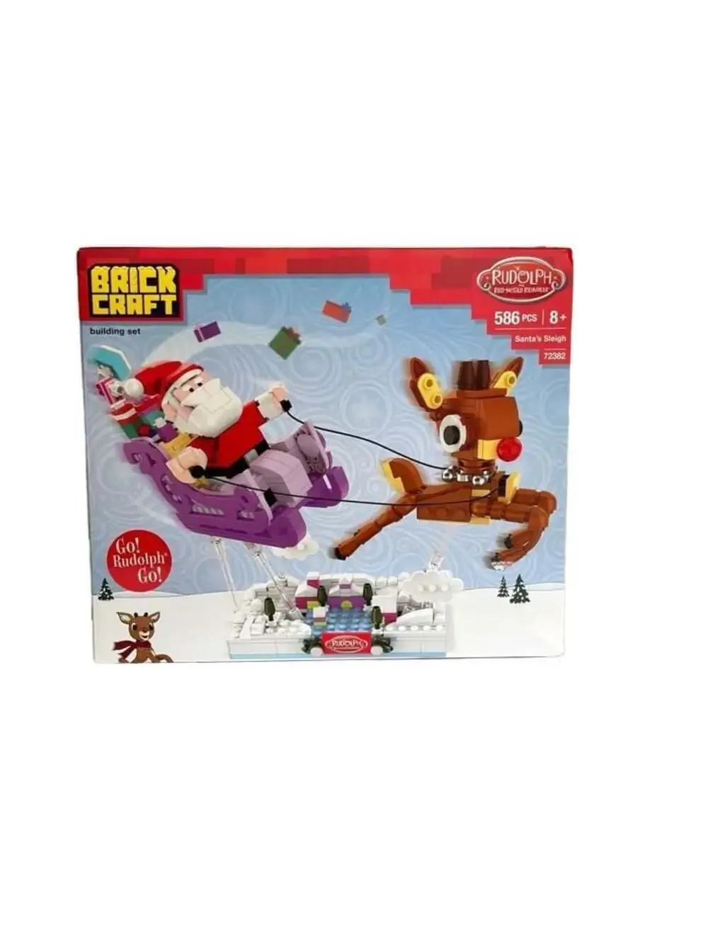 Brickcraft Rudolph the Red-Nosed Reindeer Santa's Sleigh 586pcs Building Set